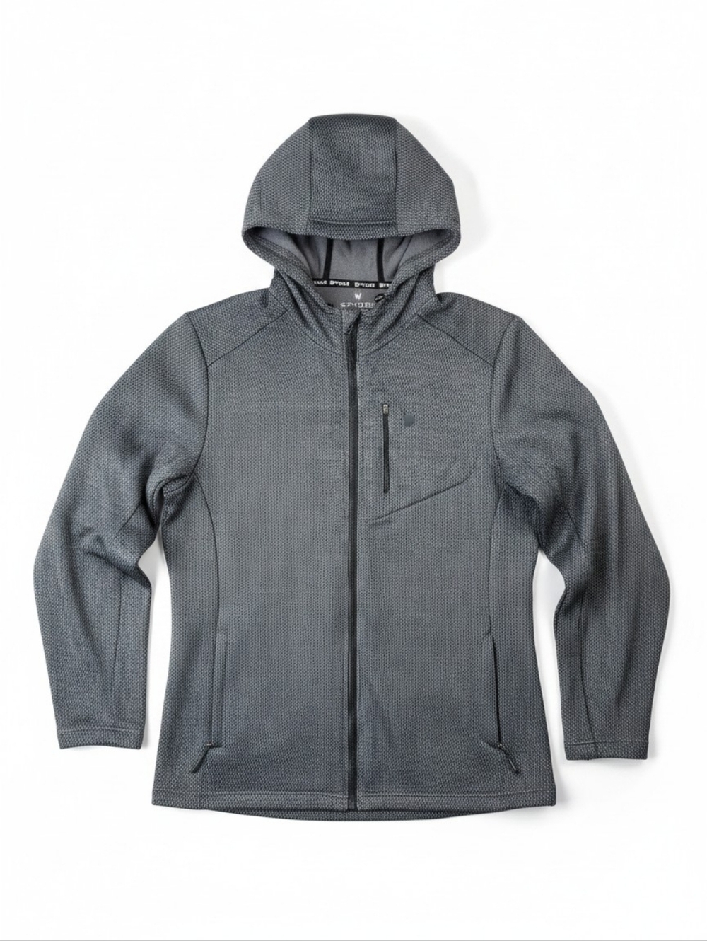 Spyder Full Zip Hoodie Jacket Men’s XXL Gray Textured Performance Fleece Hooded